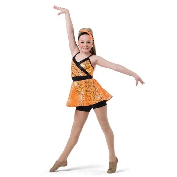 Pre-Owned Dance Costume Wish Come True 22981 Intermediate Child Orange Jazz
