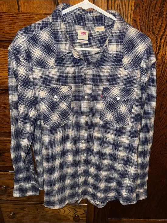 Levi’s Men’s Large Heavyweight Plaid Snap Front Shirt Jacket Overshirt