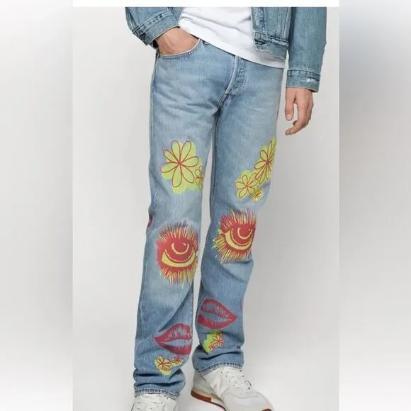 NWT LEVI’S ORIGINAL - CRAZY LEGS - Straight leg jeans - indigo pattern SZ 36