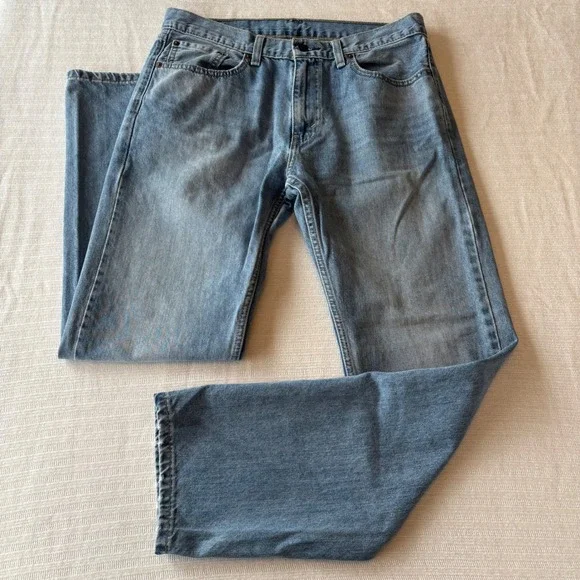 Levi Strauss‎ Men Light Wash Blue Straight Leg Denim Jeans 33x32