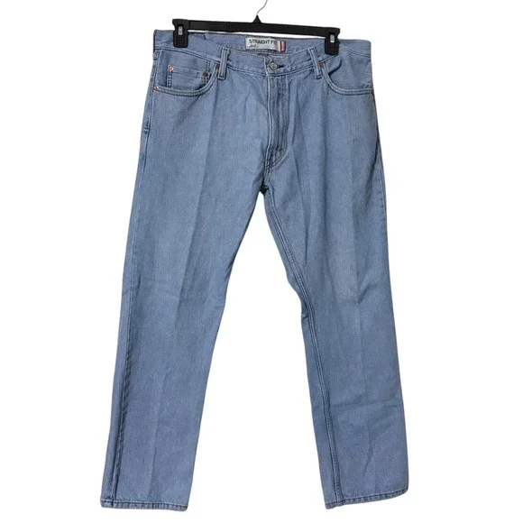 Levi's Mens 36x30 505 Straight Fit Jeans Light Wash Blue Denim 100% Cotton
