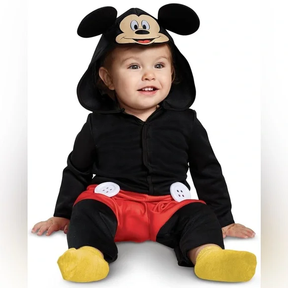 Disney Mickey Mouse Hooded Jumpsuit Costume  6-12 Months