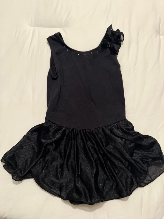 Danskin Black Sparkle Ballet Dress with Shoulder Flower
