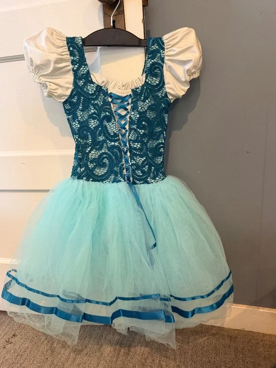 Tenth House Revolution Teal Lace Peasant Dress RC20977 In Medium Child Size