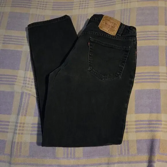 Vtg Levis 550 Mens 36 X 34 Fit 34 X 32 Relaxed Fit Denim Jeans Black Faded 90s