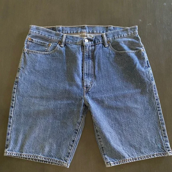 Levis 505 Regular Fit Denim Shorts Mens 38 Blue Medium Wash Cotton Jean Shorts
