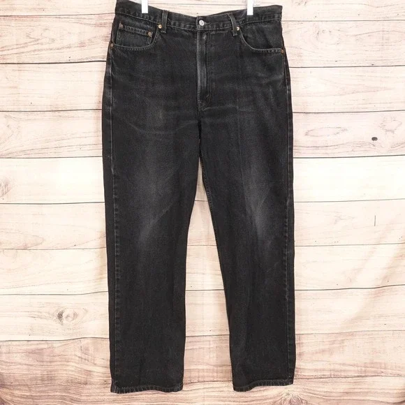Levis 550 Jeans Mens 37x31 (38x32) Black Charcoal Relaxed Fit Denim Pants