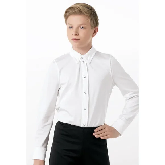 Pre-Owned Dance Boy's Costume Shirt Weissman 10760 Intermediate Child 6x-7 Whit