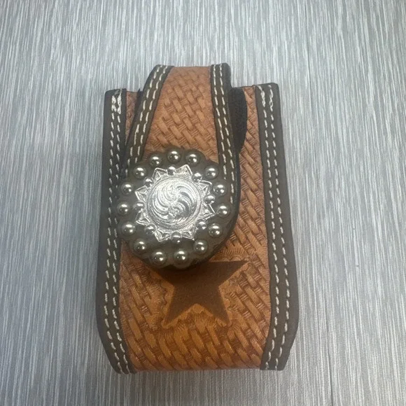 Montana‎ Silversmiths Tooled Leather Knife Sheath Western Concho Cowboy Star
