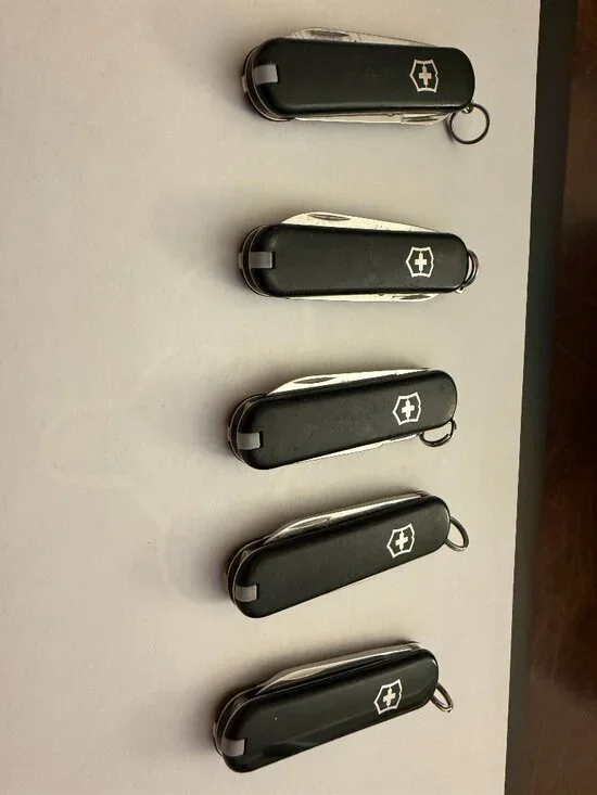 Lot of (5) Black Victorinox 58mm SAK