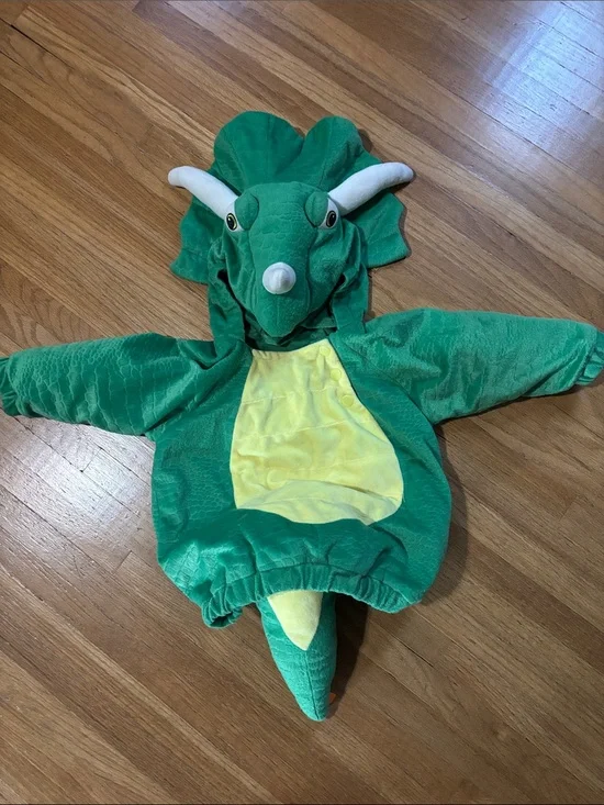 Green Dinosaur Kids Costume with Yellow Belly - (Brand Unspecified)
