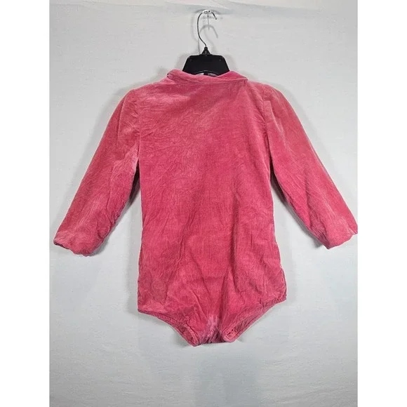 Vintage Pink Crushed Velvet Dance‎ Leotard 3/4 Sleeve Recital