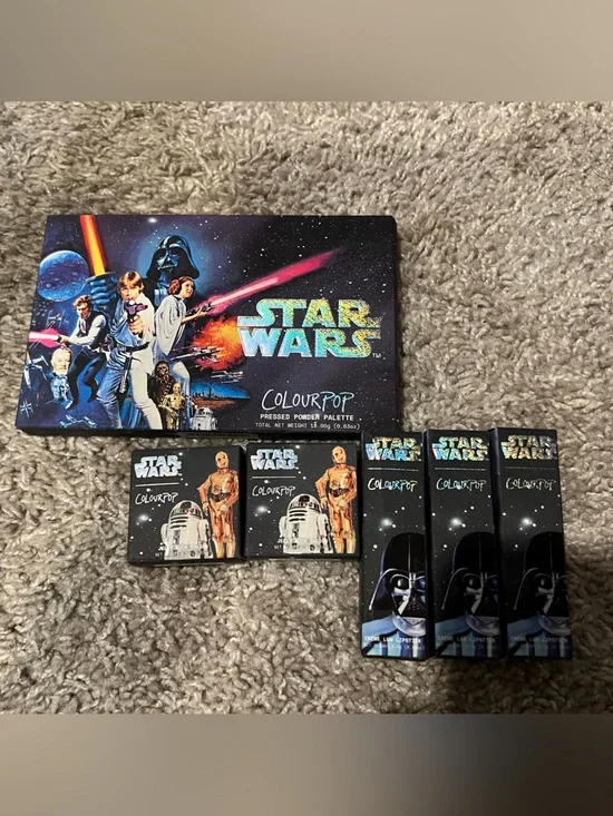 ColourPop Star Wars Pressed Powder, Shimmer/glitter, and lip sticks BUNDLE