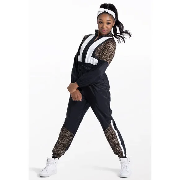 Pre-Owned Dance Costume Weissman 13775 XL Child Black Track Suit Hip Hop Glitter