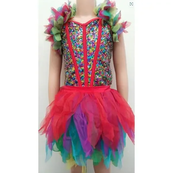 Pre-Owned Dance Costume Costume Gallery 15303 Small Child Red 2in1 Jazz Musical