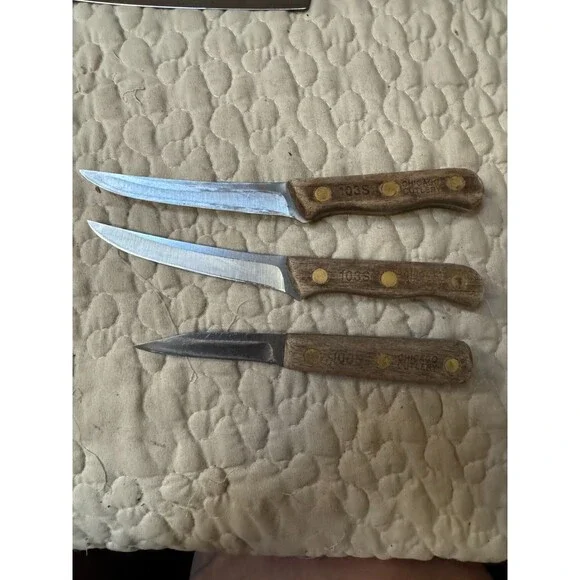 Vintage Chicago Cutlery 103S Paring Boning Knives Wood Handle USA Lot of 3