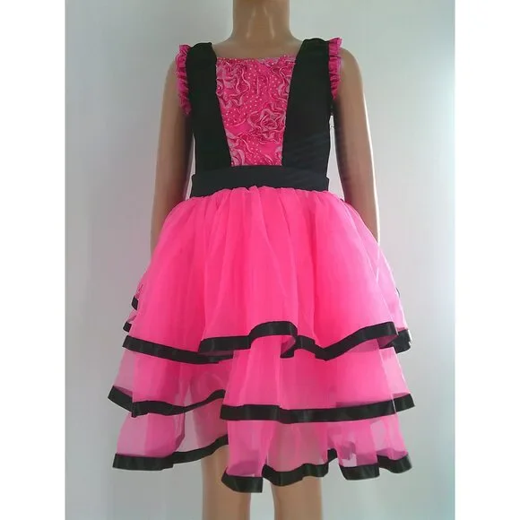 Pre-Owned Dance Costume Revolution RC17118 Medium Child Pink Tutu Jazz Tap