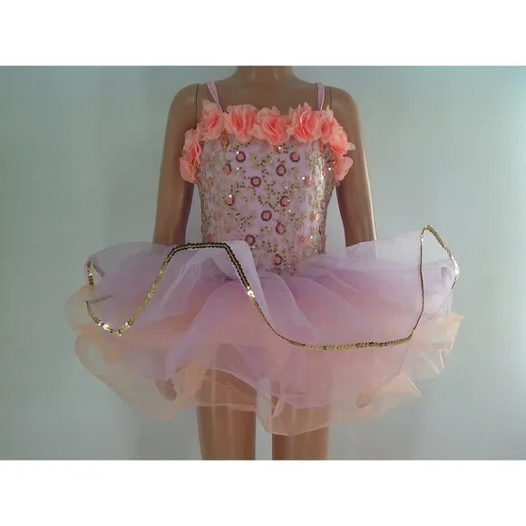 Pre-Owned Dance Costume Costume Gallery 17248 Small Child Pink Tutu Ballet Sequ