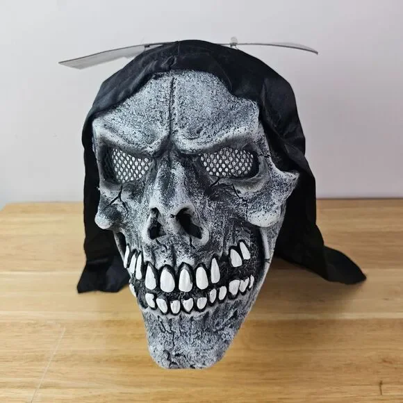 Halloween Scary‎ Skull Skeleton Reaper Mask Costume Creepy Prop Adult Sized