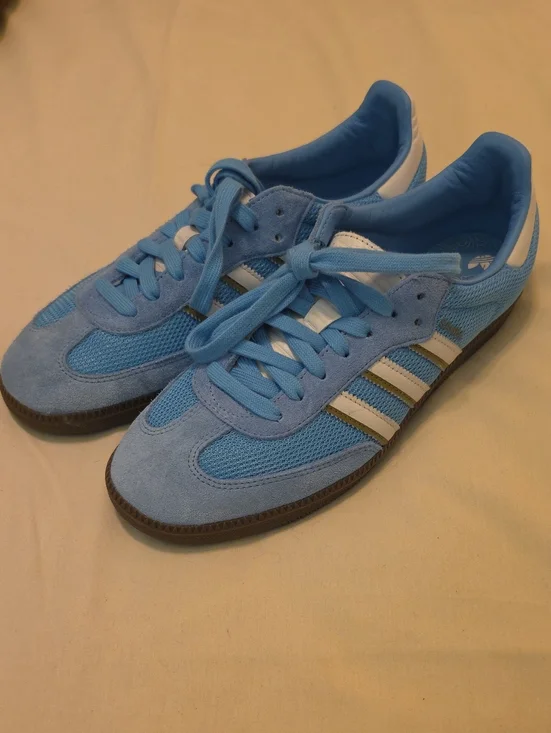 adidas Samba Sky Blue Suede & Mesh Low-Top Sneakers