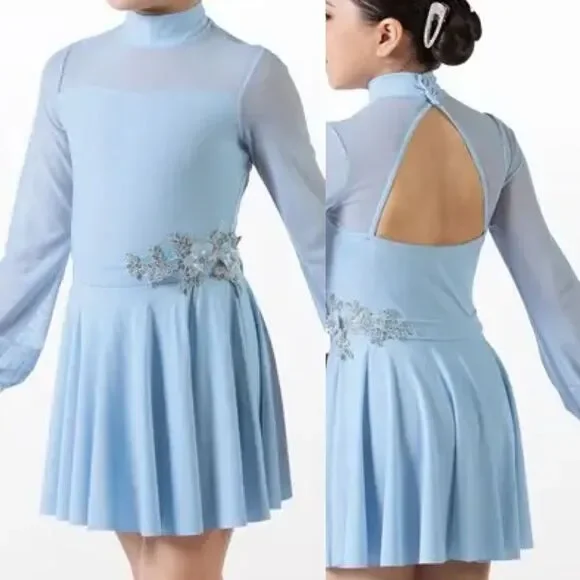 WEISSMAN Dance Costume light blue long sleeve The Poet 13406 LA-Large adult