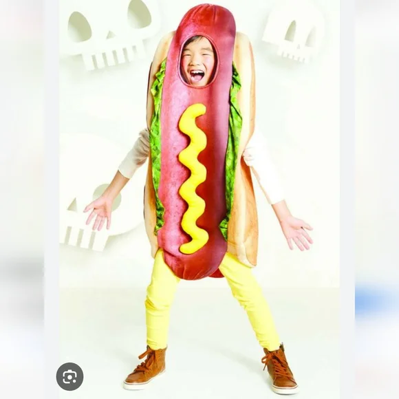 Hot Dog With Relish & Mustard Costume NWOT Big Kids/Adults OS Tabs In Back