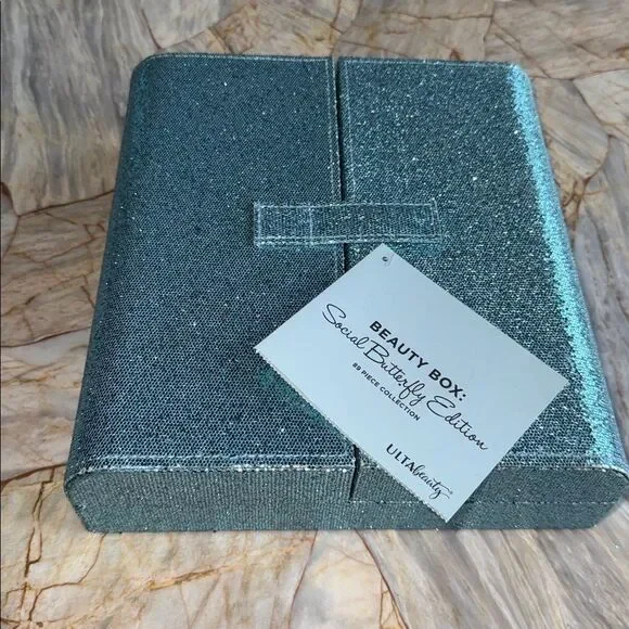 Ulta Beauty Social Butterfly Edition Beauty Box 89 Piece Makeup Set Teal Glitter