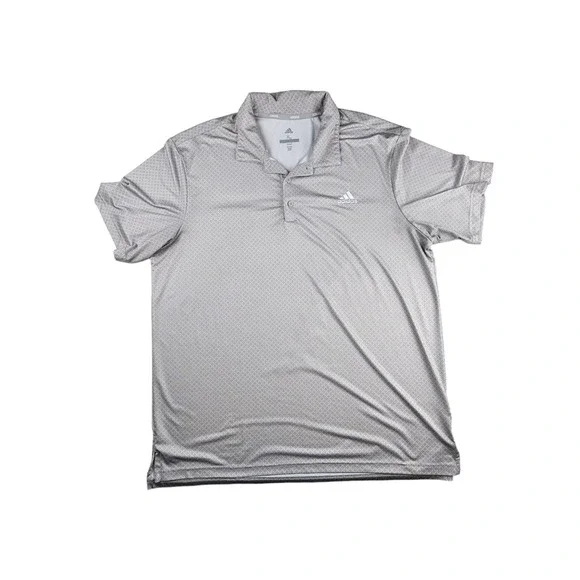Adidas Mens XL Gray Short Sleeve All Over Geometric‎ Print Stretch Golf Polo