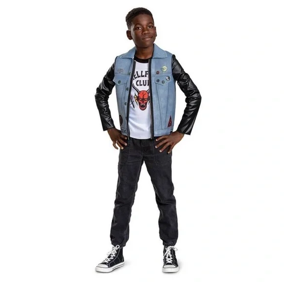 NWT Netflix Stranger Things 4 Eddie Munson Costume Apparel Jacket Kids Sz M