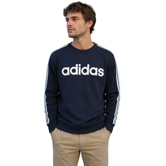 NWT classic 3 striped navy blue popover sweater mens M gorpcore preppy NEW