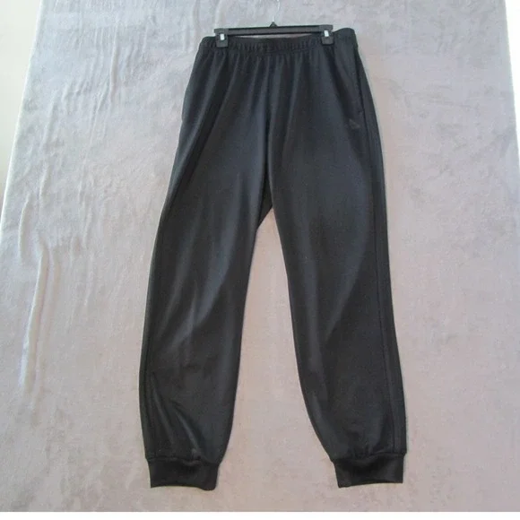 Adidas Mens XL Black Track Pants Joggers Tapered Leg Elastic Waist Drawstring