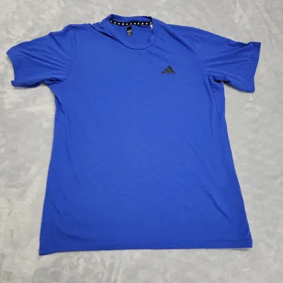 Adidas Aeroready Mens Large Blue Short Sleeve Athletic Training T-Shirt Tee