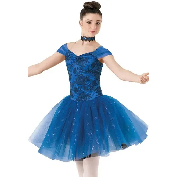 Pre-Owned Dance Costume Weissman 9678 Int Child Blue Tutu Ballet Glitter Don Qu