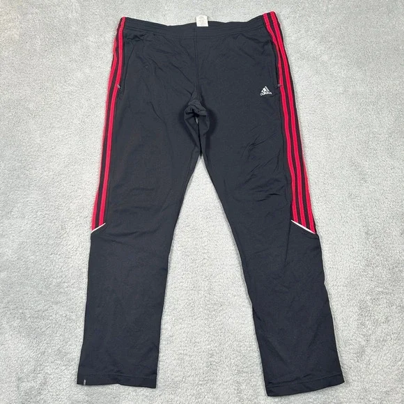 Vintage Adidas Climalite Track‎ Pants Mens M Black Red 3-Stripe Zip Pockets Y2k