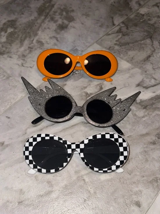Orange, Silver & Black Costume Sunglasses Set - Fun Party Eye Accessories