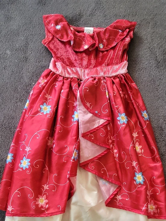 Girls Red Floral Ruffle Princess Costume Dress - Kids