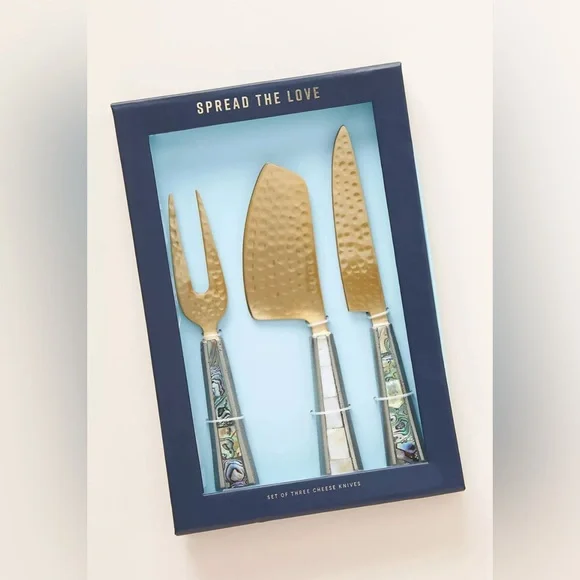 Anthropologie Arctic Twilight Cheese Knives, Set of 3 NEW
