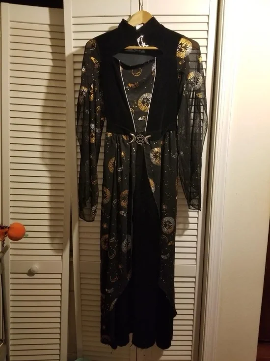 Halloween Cosplay Gold Dust Celestial Witch Costume Kids Sz XL DRESS ONLY