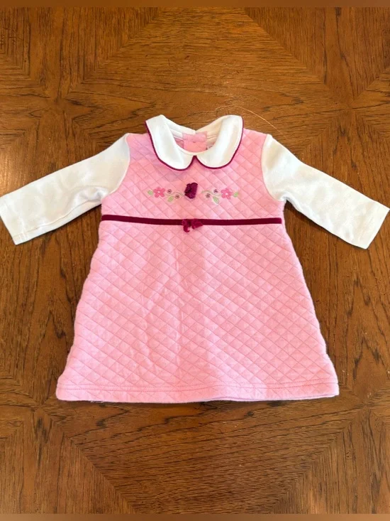 Vintage Carter's Pink and White Quilted Baby Dress