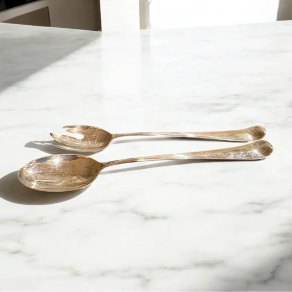Gerity Georgian silver plated spoon and fork serving set