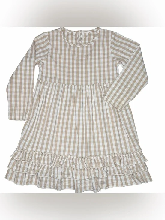 Gingham Ruffle Trim Dress