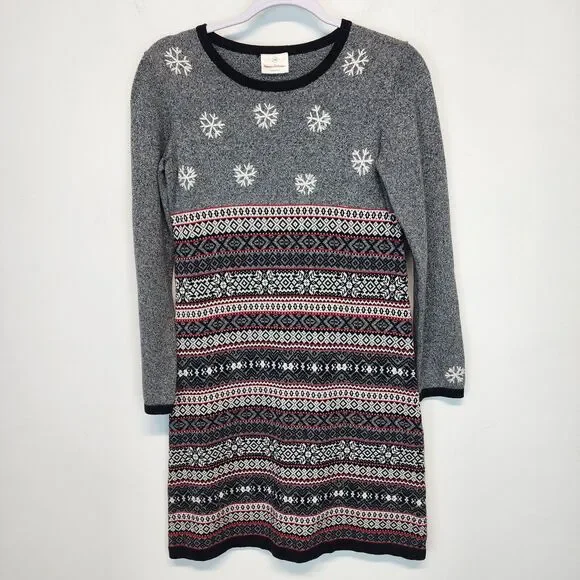 Hanna Andersson 160 Girls Sweater Dress 14-16 Fair Isle Nordic Christmas Snow
