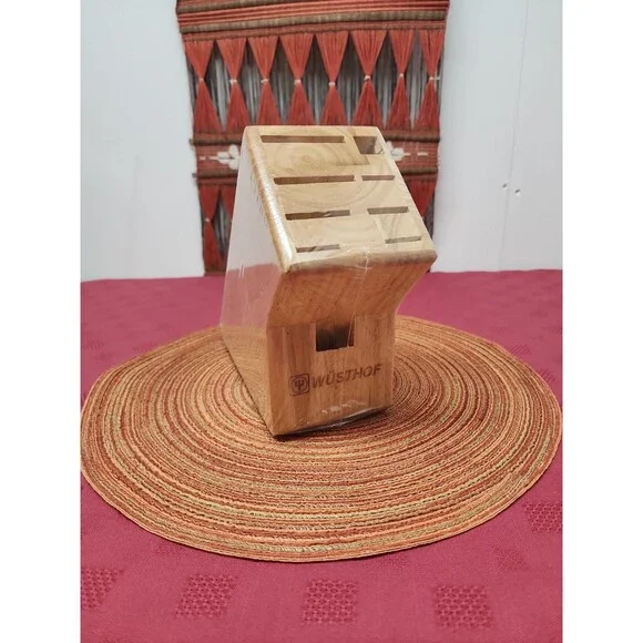WUSTOF 9 Slot Knife Block Solid Birch Natural #7250-1-100 New In Packging No Box