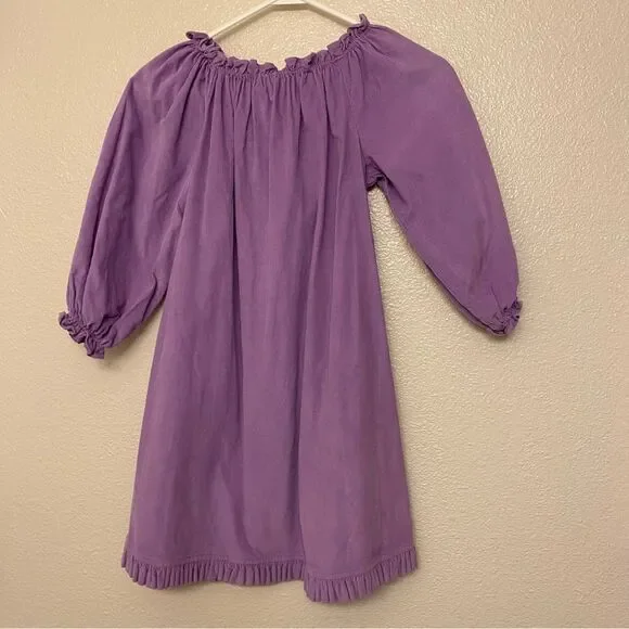 Red Beans cotton puff sleeve lavender oversized boho peasant courderoy dress 10