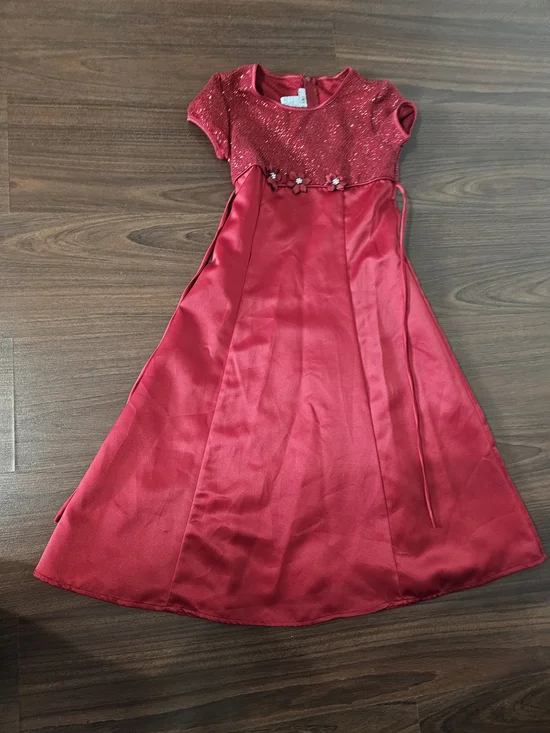 Amy Byer Red Sparkle Bodice Satin Dress