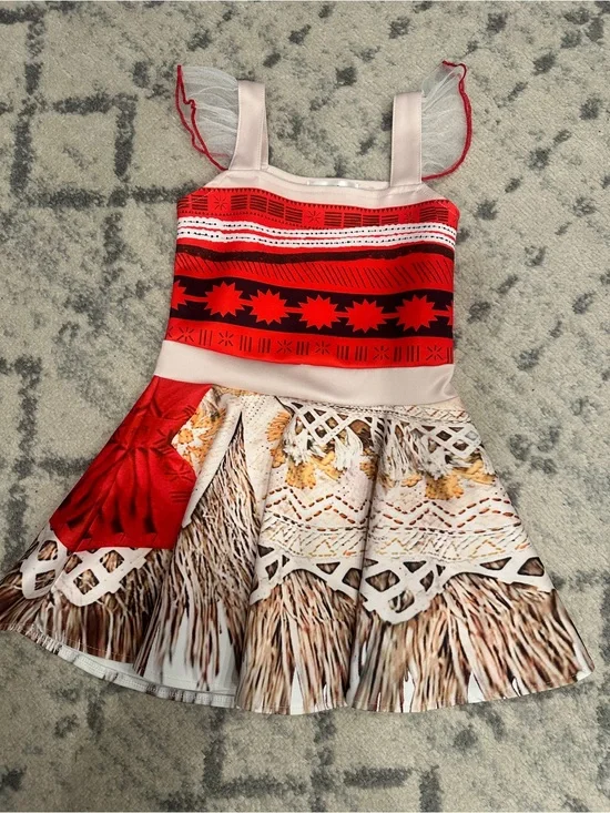 Girls Moana Dress, Size 5-7