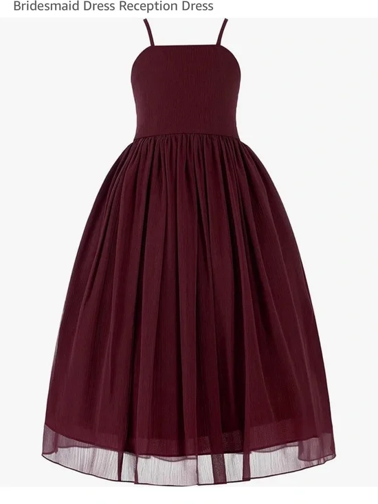 Amazon Girls' Burgundy Spaghetti-Strap Tulle Dress