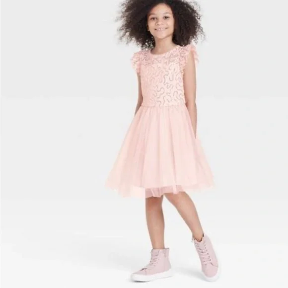 Girls' Flutter Sleeve Dress - Cat & Jack  Blush Pink