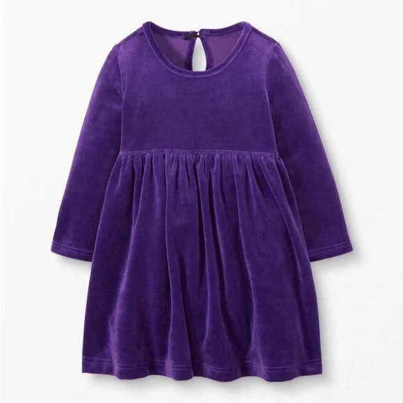 Hanna Andersson Purple Velour Long Sleeve Playdress 60 cm 3-6 months