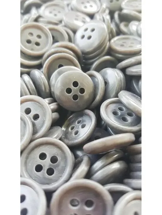 Grey Buttons, 4 Hole Sewing/Crafts Buttons 15mm - 24 Pieces (059)